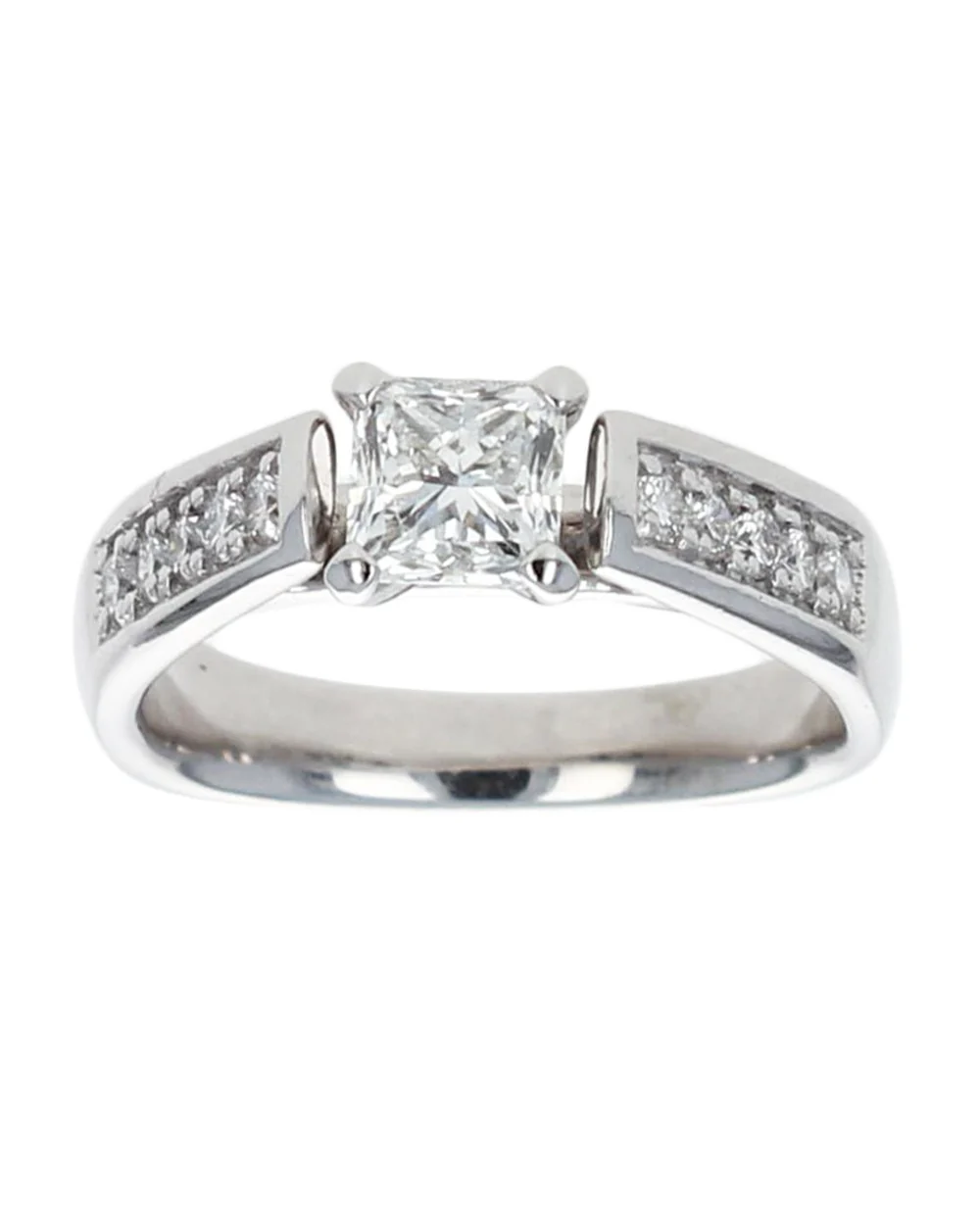 Princess and Round Diamond Square Shank Engagement Ring - Image 2