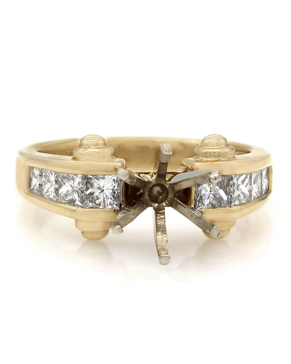 Princess Cut Channel Set Diamond Mounting in Gold - Image 2