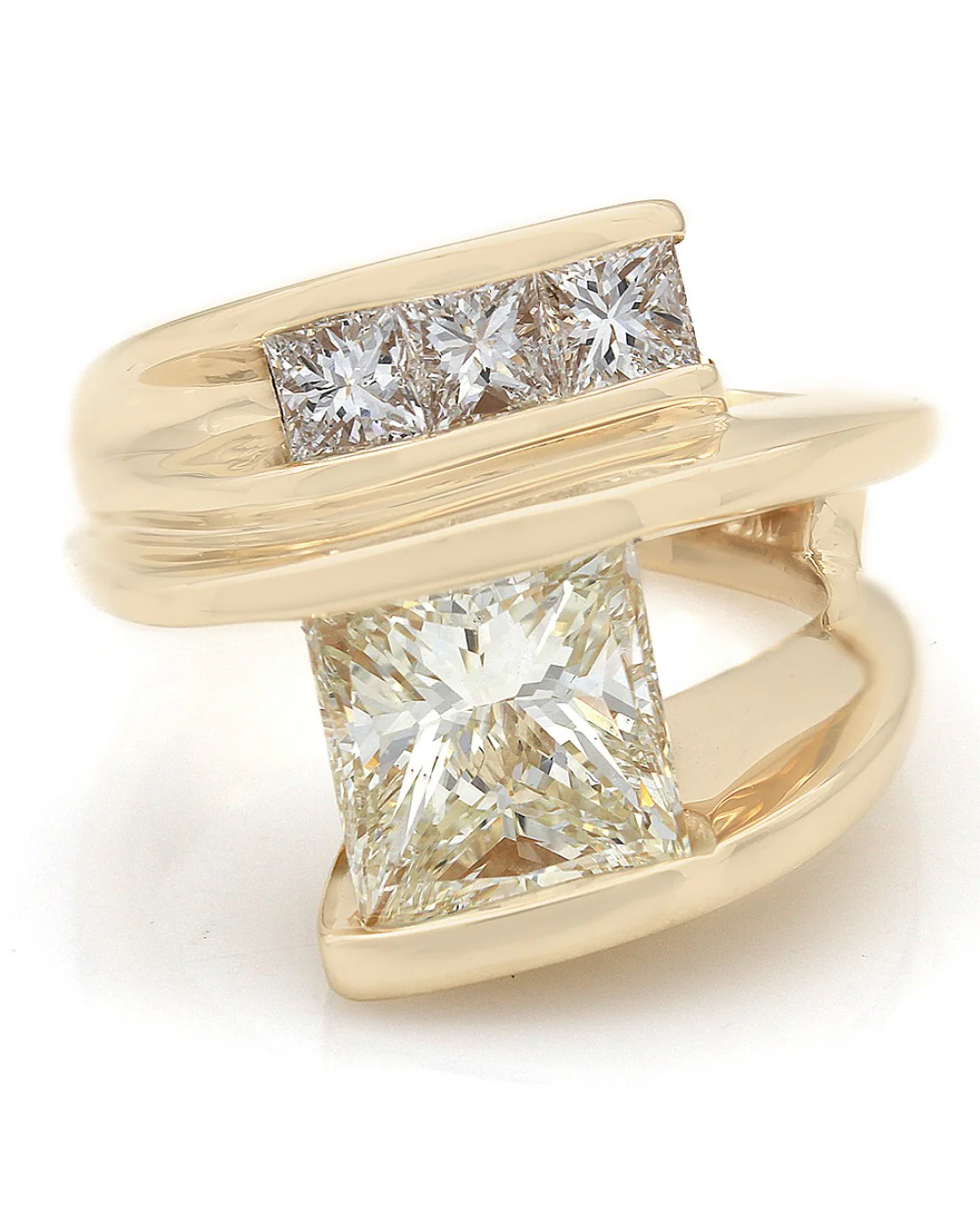 Princess Cut Diamond Channel Engagement Ring in 14k Yellow Gold - Image 2