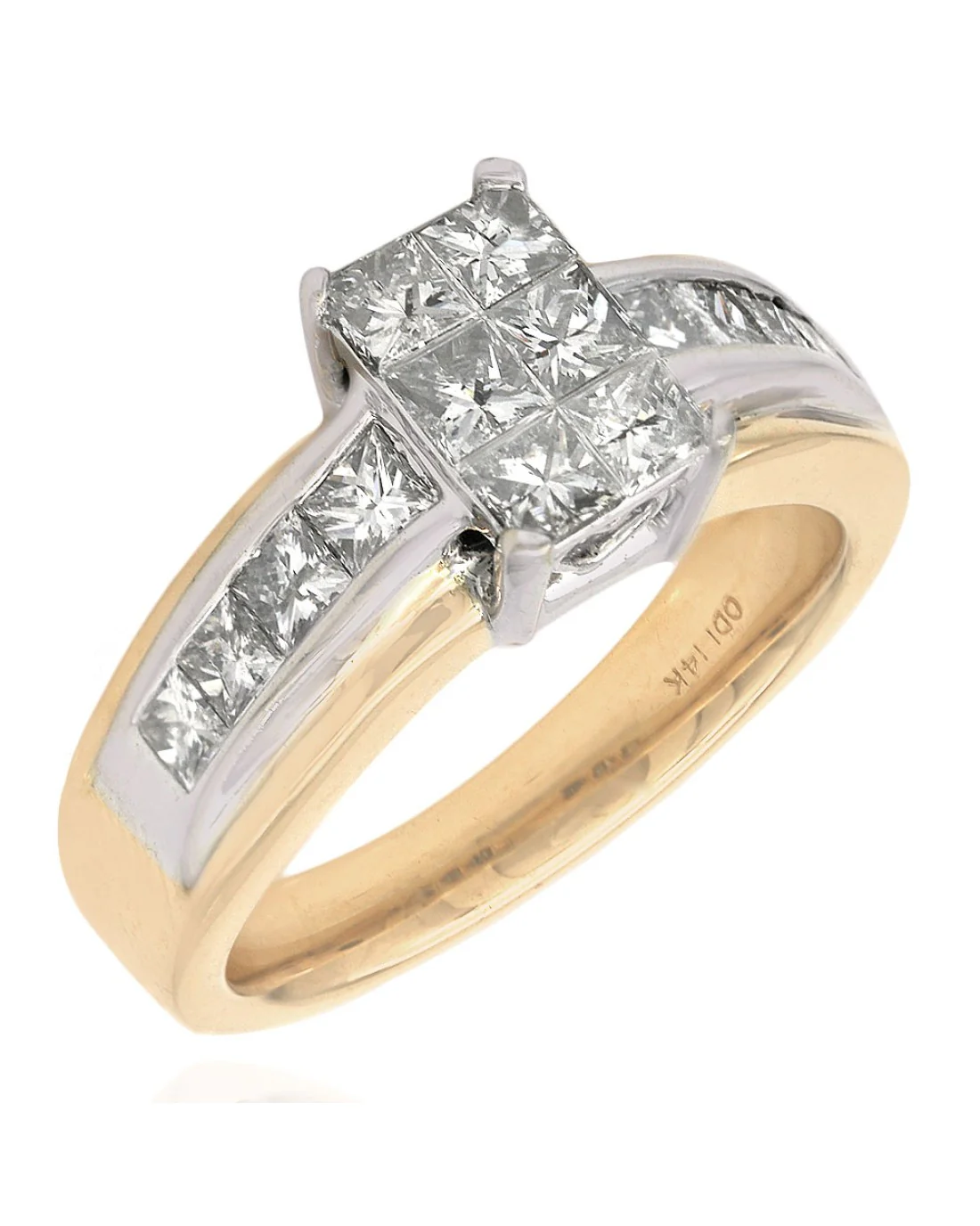 Princess Cut Diamond Ring in White and Yellow Gold