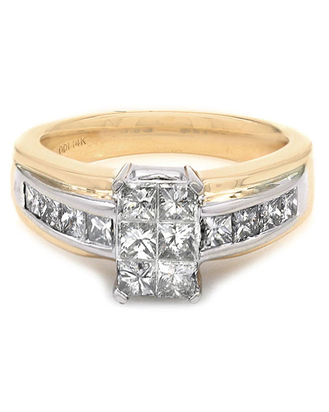 Princess Cut Diamond Ring in White and Yellow Gold - Image 2