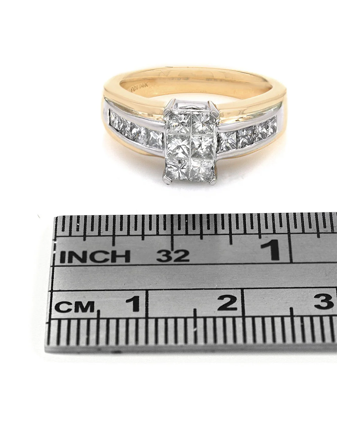 Princess Cut Diamond Ring in White and Yellow Gold - Image 3