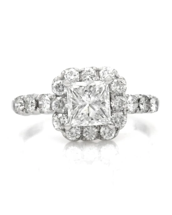 Princess Cut Diamond Solitaire Halo Ring - Image 2