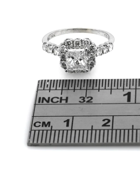 Princess Cut Diamond Solitaire Halo Ring - Image 3