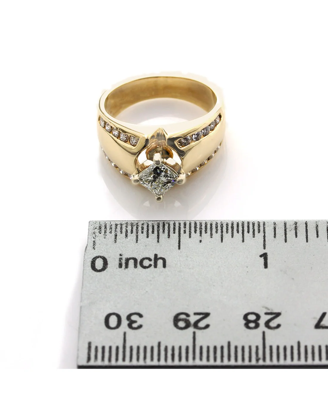 Princess Cut Diamond Solitaire Ring with Diamond Edging - Image 3