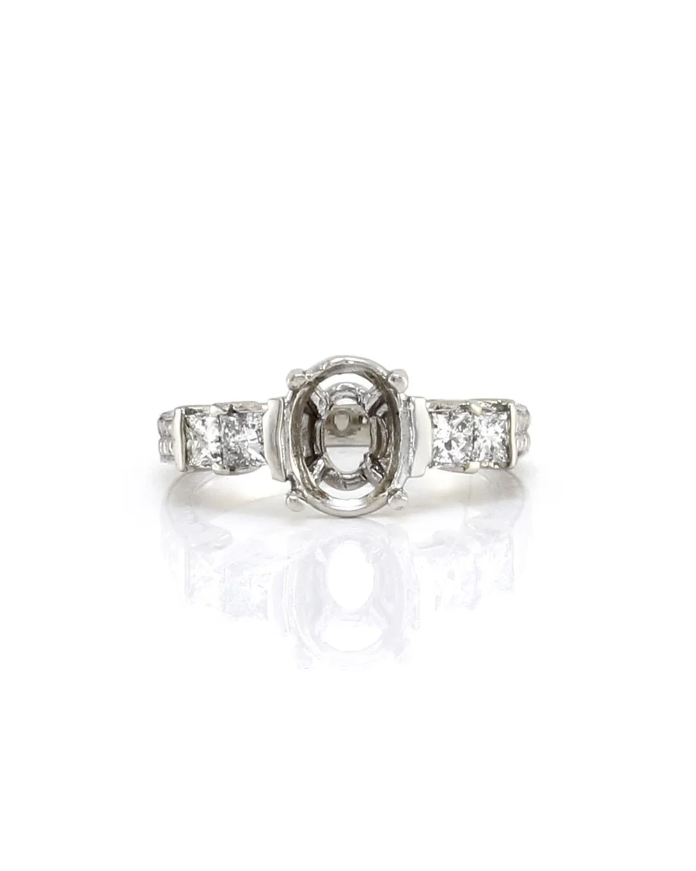 Princess Diamond and Carved Gold Engagement Ring Mounting - Image 2