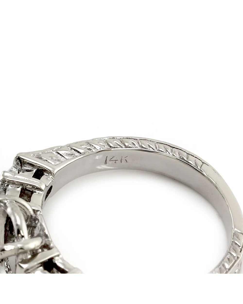 Princess Diamond and Carved Gold Engagement Ring Mounting - Image 6