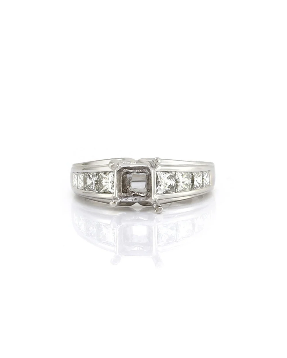 Princess Diamond Bridal Engagement Ring Mounting in Platinum - Image 2