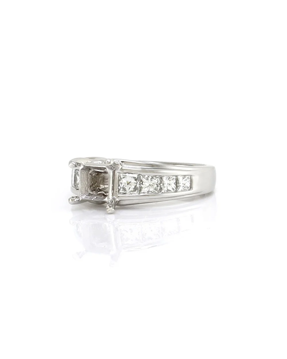 Princess Diamond Bridal Engagement Ring Mounting in Platinum - Image 3