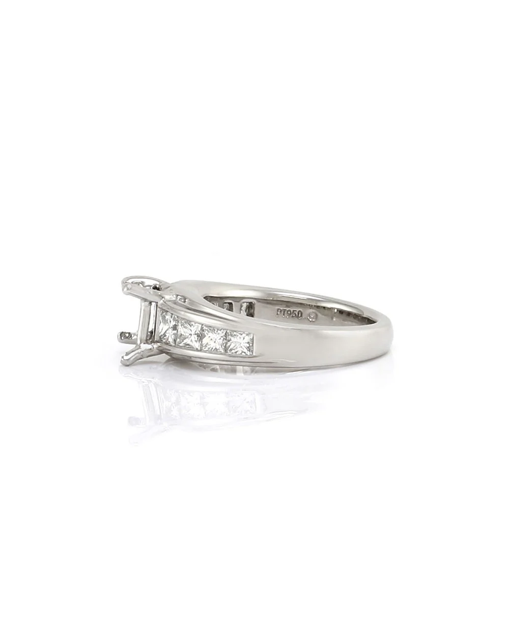 Princess Diamond Bridal Engagement Ring Mounting in Platinum - Image 4