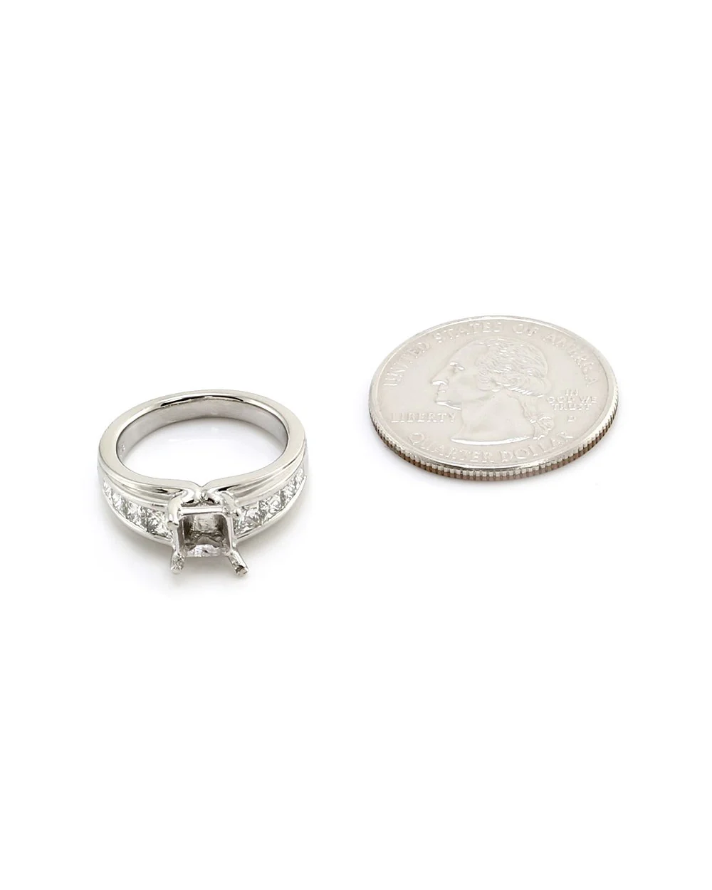Princess Diamond Bridal Engagement Ring Mounting in Platinum - Image 6
