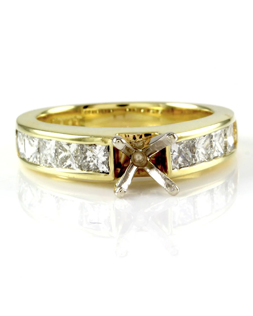 Princess Diamond Engagement Ring Mounting in Gold - Image 2