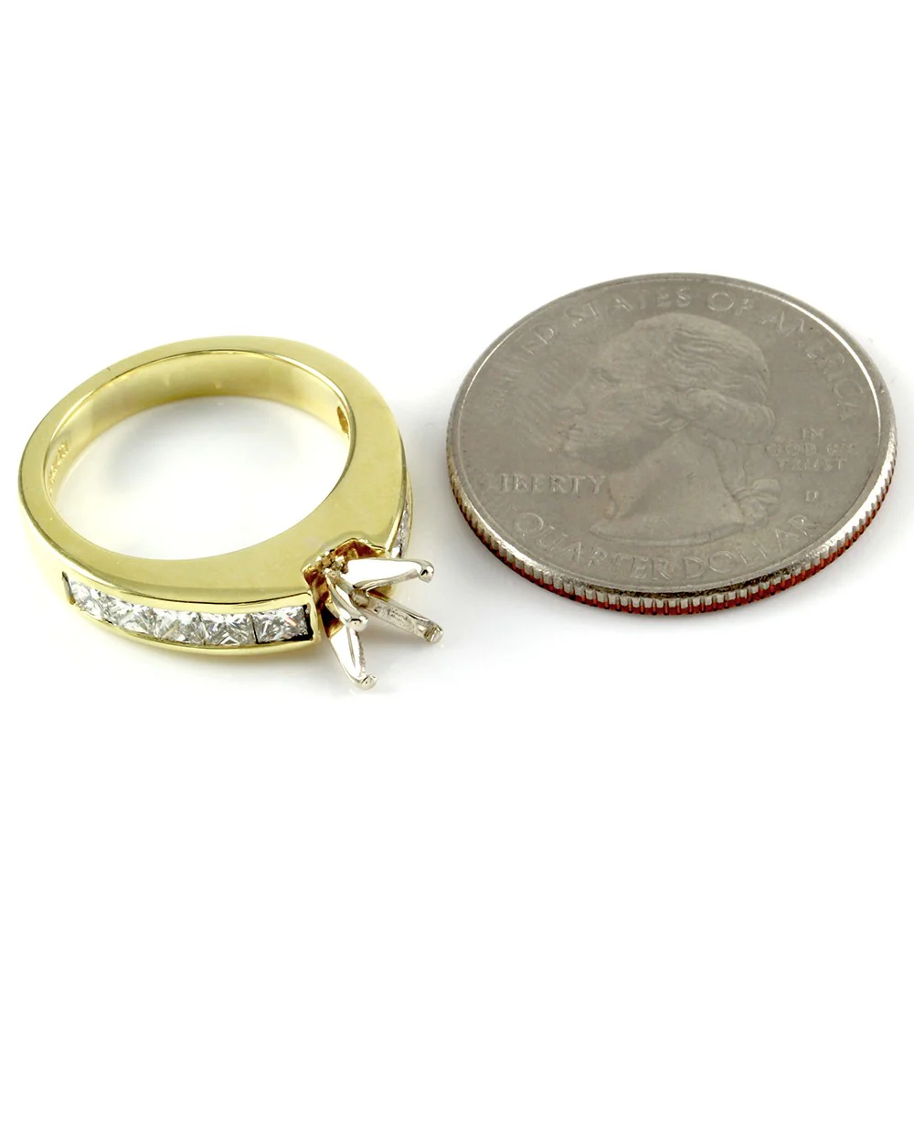 Princess Diamond Engagement Ring Mounting in Gold - Image 7