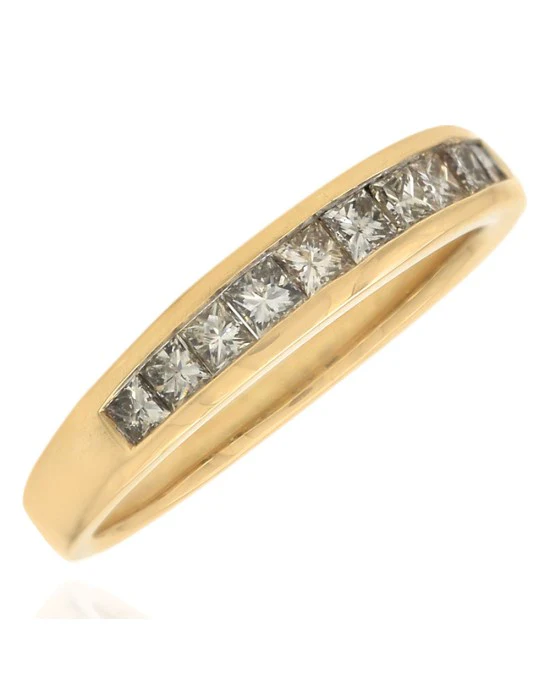 Princess Diamond Wedding Band in Yellow Gold