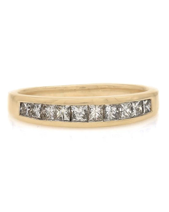 Princess Diamond Wedding Band in Yellow Gold - Image 2