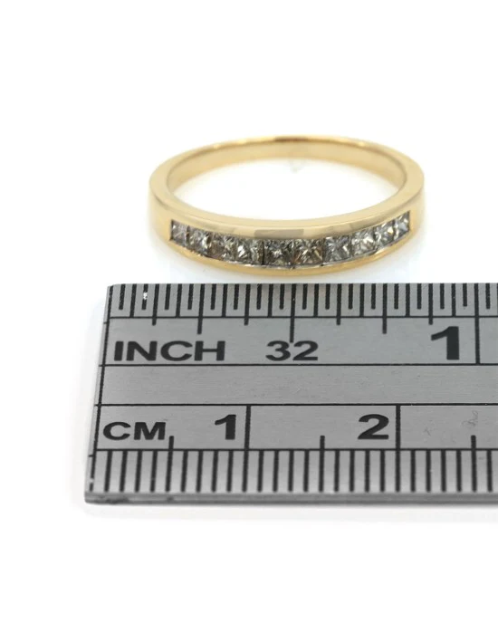Princess Diamond Wedding Band in Yellow Gold - Image 3