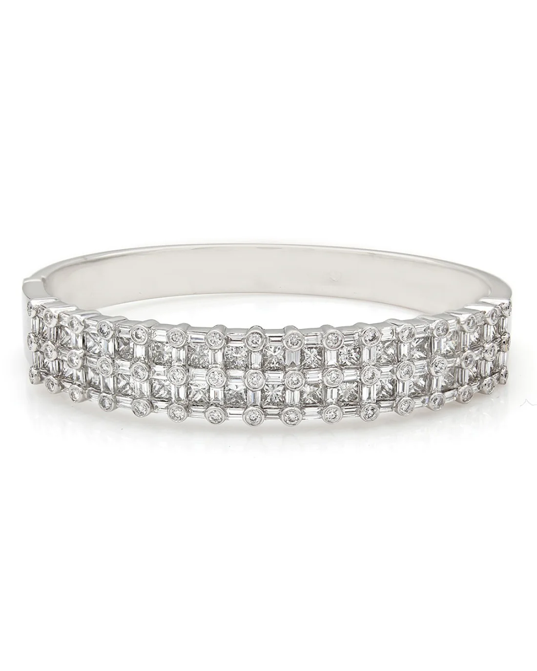 Princess, Round and Baguette Diamond Bangle Bracelet - Image 2