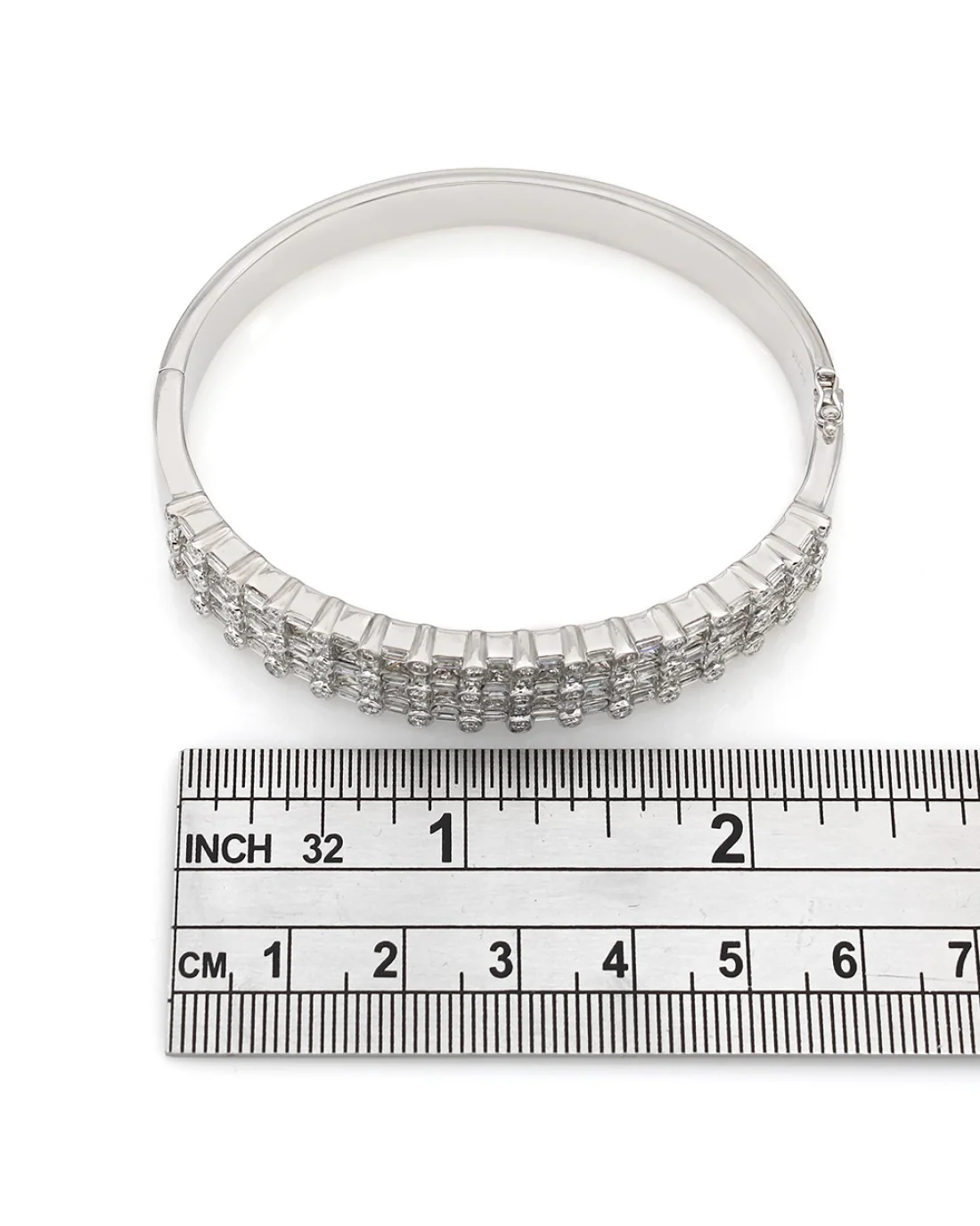 Princess, Round and Baguette Diamond Bangle Bracelet - Image 3