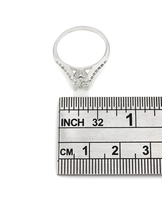 Prong Set Round Diamond Engagement Ring in 14k White Gold - Image 3