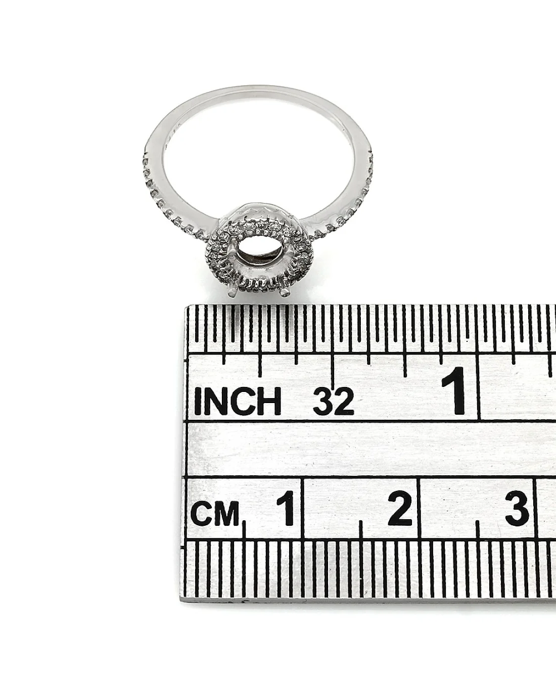 Prong Set Round Diamond Halo Mounting in 14k White Gold - Image 3