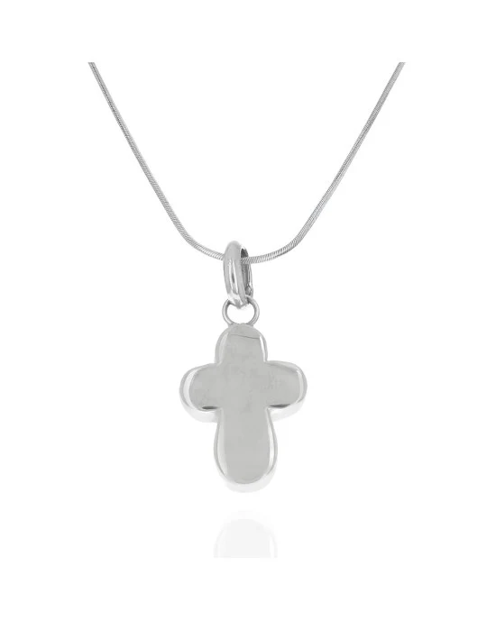 Puffed Cross Pendant on Snake Chain Necklace