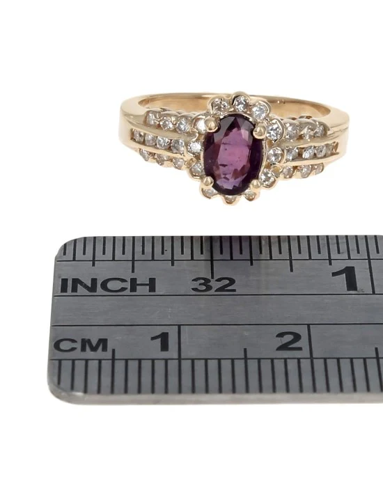 Purple Sapphire and Diamond Halo Ring - Image 3