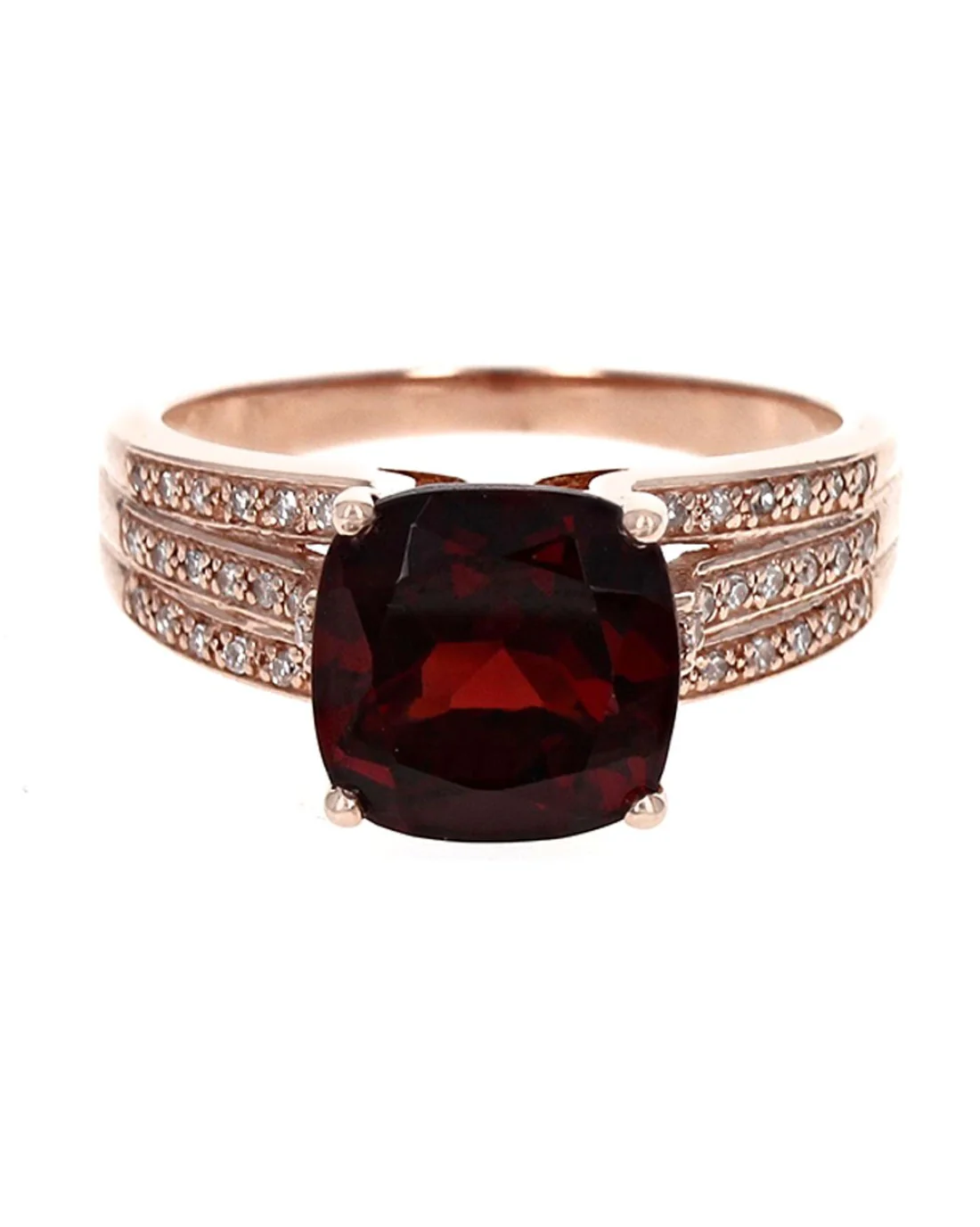 Pyrope Garnet and Diamond Accent Ring in Rose Gold - Image 2