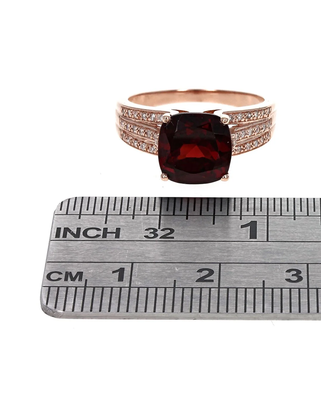 Pyrope Garnet and Diamond Accent Ring in Rose Gold - Image 3