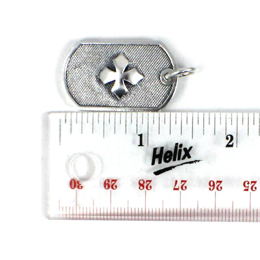 Queen Baby Sterling Silver Baby Dog Tag Cross Pendant - Image 4