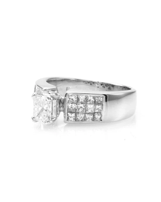 Radiant Diamond Solitaire Ring with Princess Accents - Image 2