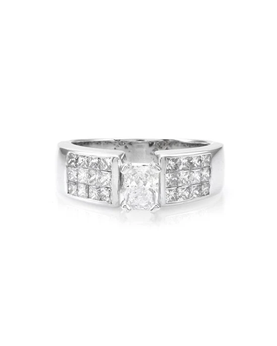 Radiant Diamond Solitaire Ring with Princess Accents - Image 3