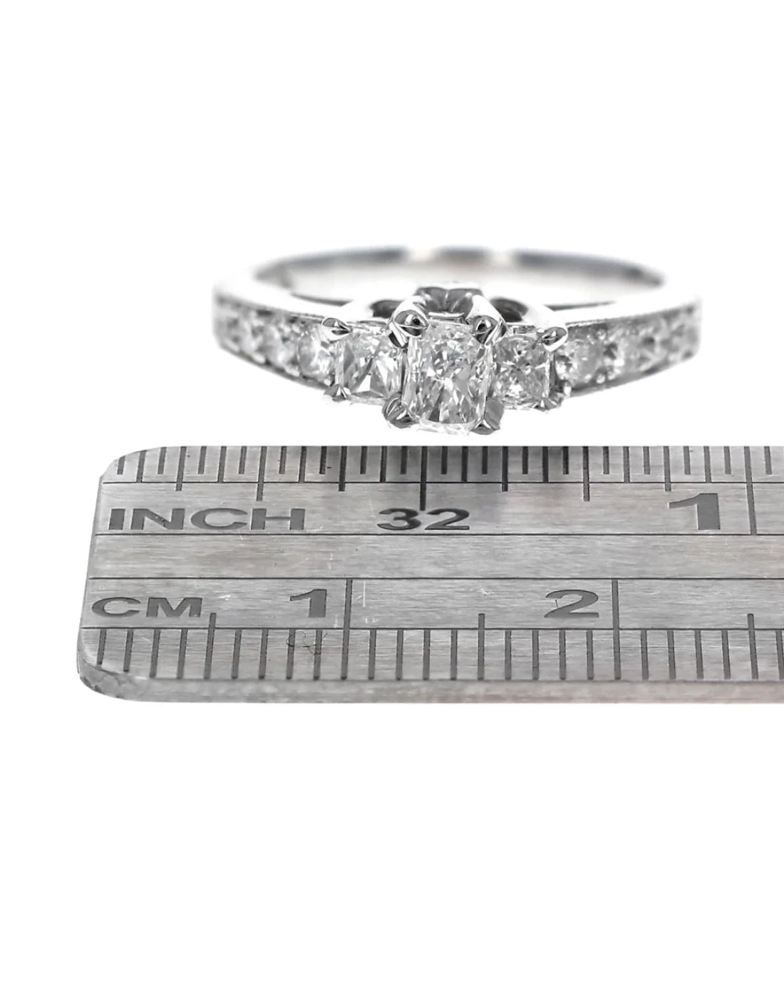 Radiant, Round and Princess Diamond Engagement Ring in White Gold - Image 3