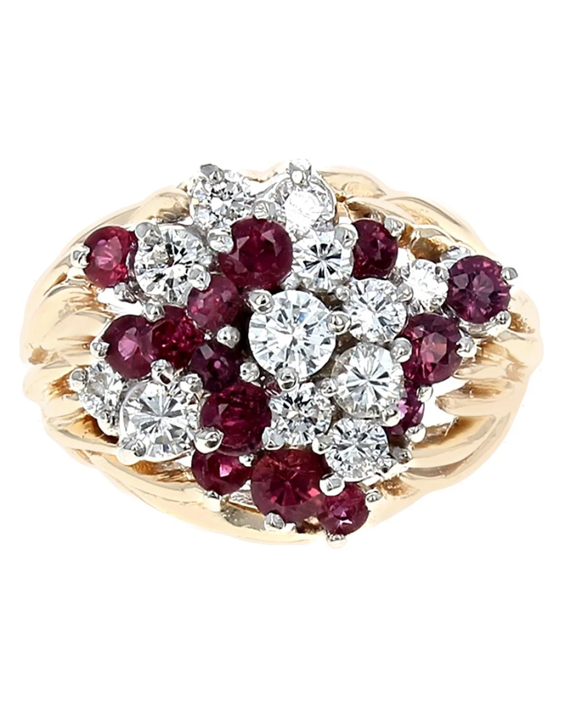 Raspberry Sapphire and Diamond Cluster Ring - Image 2