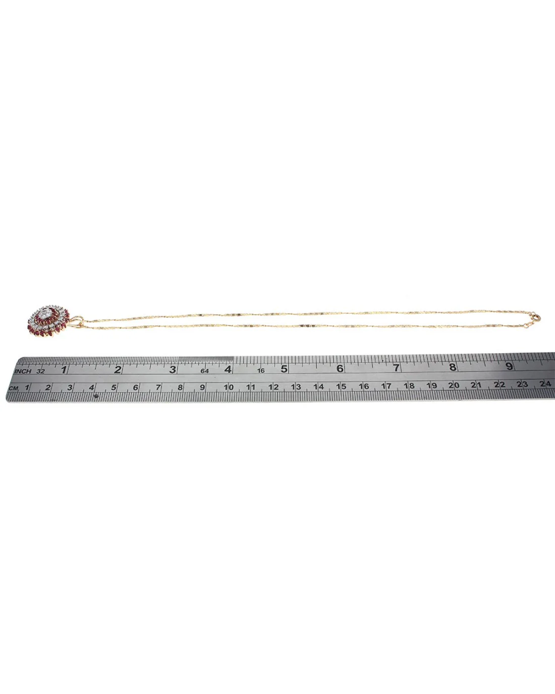 Raspberry Sapphire and Diamond Drop Necklace - Image 3