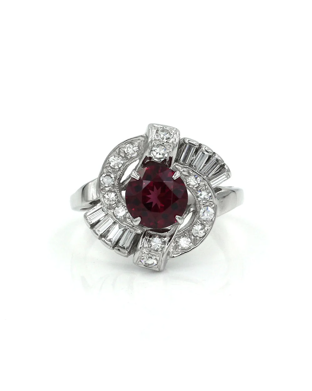 Raspberry Sapphire and Diamond Ring in Gold - Image 2