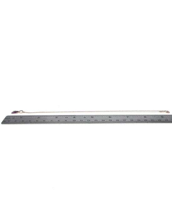 Rectangular Cushion Amethyst Diamond Halo Drop Necklace - Image 3