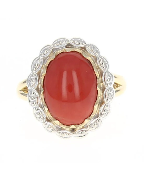 Red Coral Cabochon Ring - Image 2