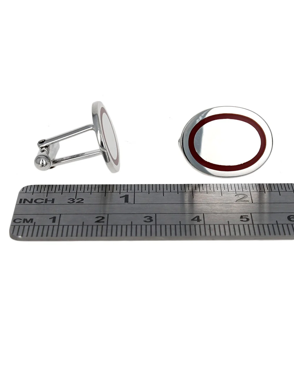 Red Enamel Cufflinks in Sterling Silver - Image 3