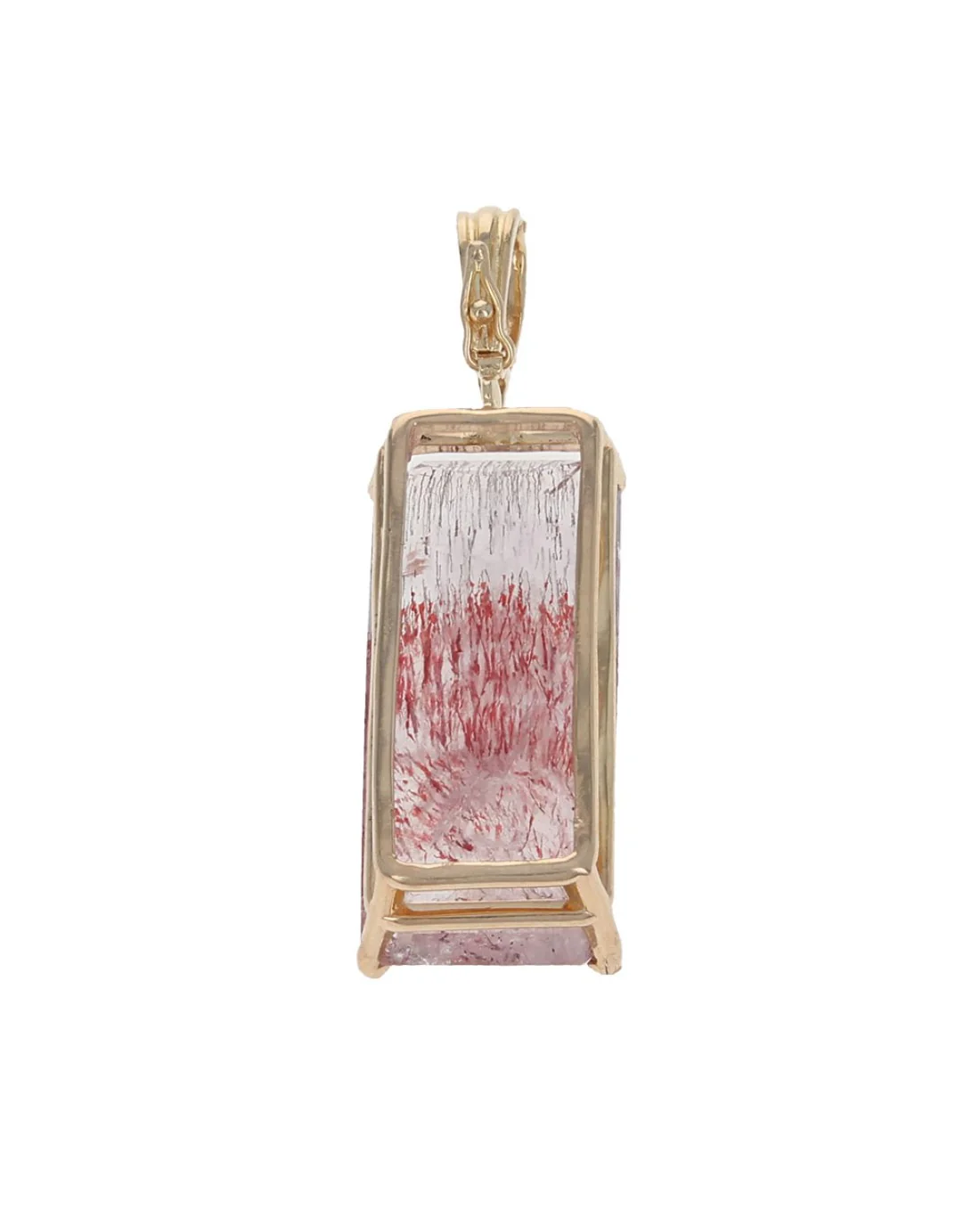 Red Rutilated Quartz Enhancer Pendant in Yellow Gold - Image 2