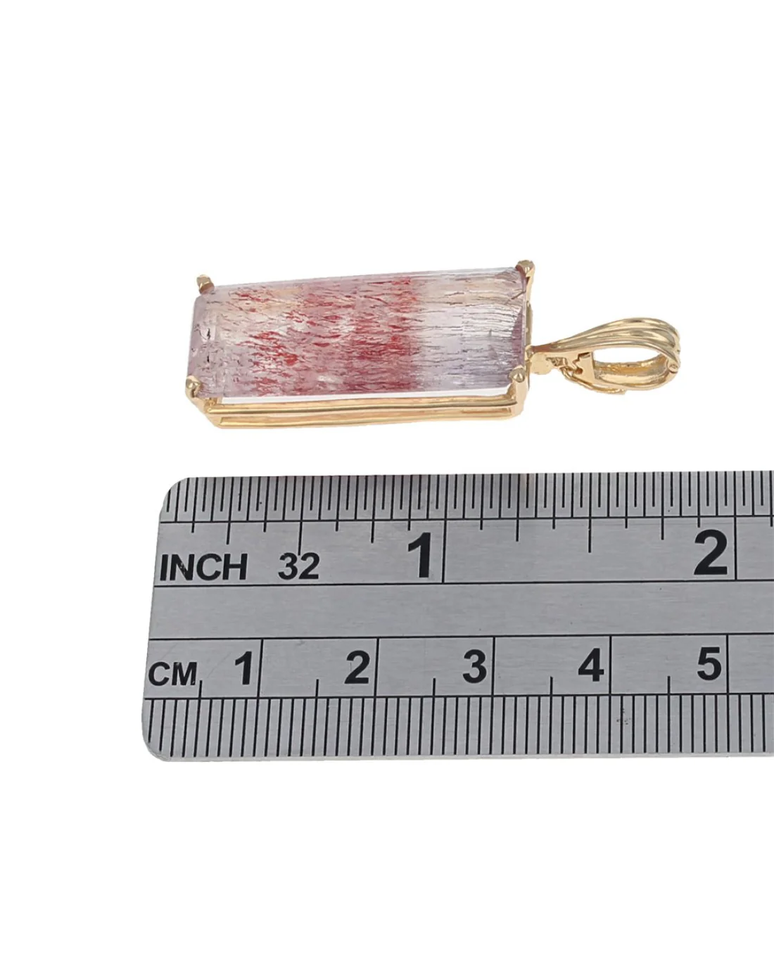 Red Rutilated Quartz Enhancer Pendant in Yellow Gold - Image 3
