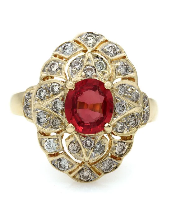Red Spinel and Diamond Fashion Ring - Image 2