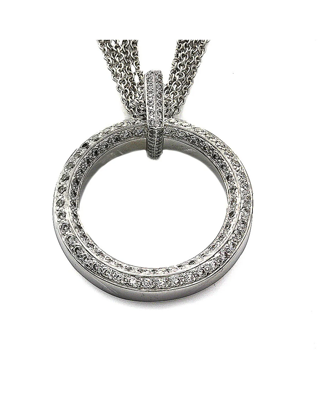 Reversible Diamond and Synthetic Sapphire Circle Necklace - Image 2