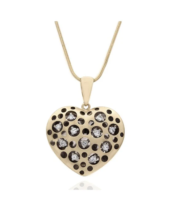 Reversible Heart with Cut Out Diamond Accents