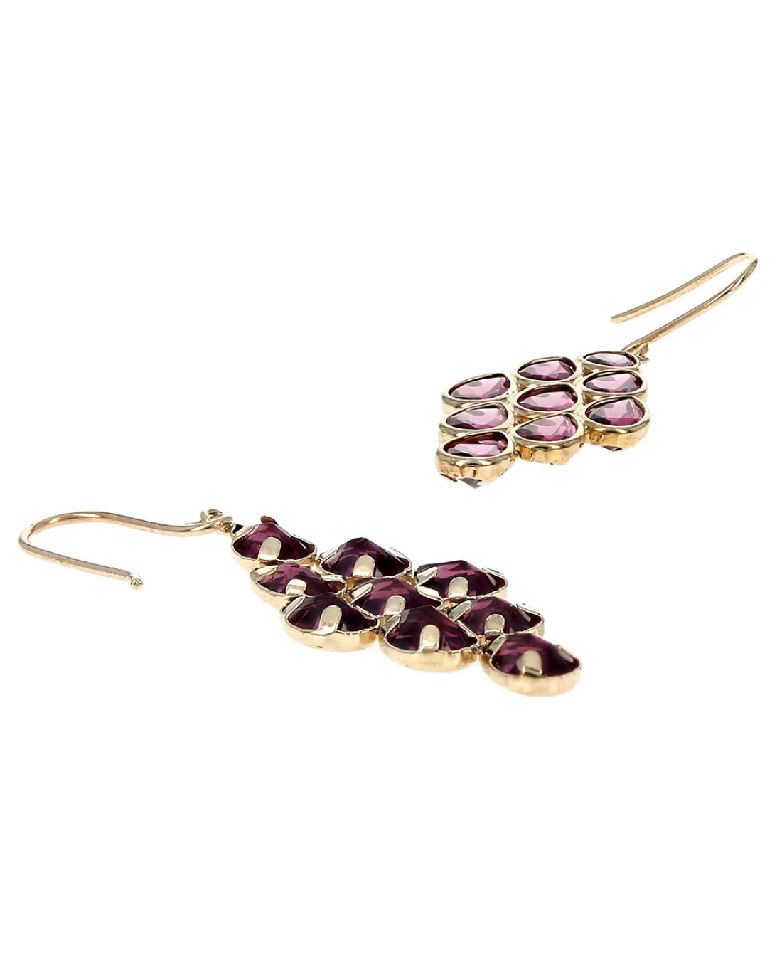 Rhodolite Garnet Dangle Earrings in Yellow Gold - Image 2