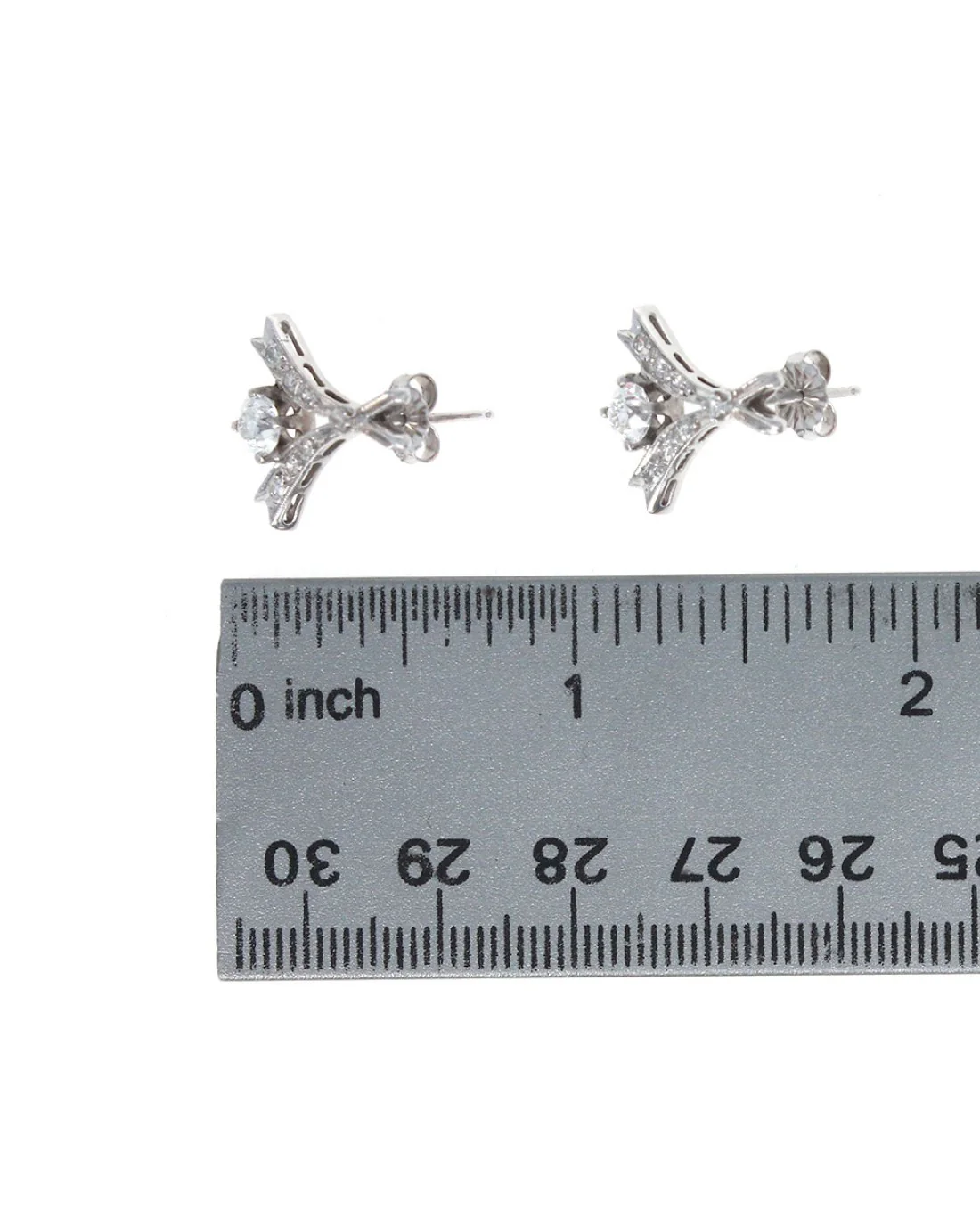 Ribbon Motif Diamond Drop Earrings - Image 3