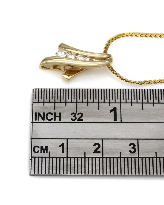 Ribbon Motif Diamond Drop Necklace - Image 3