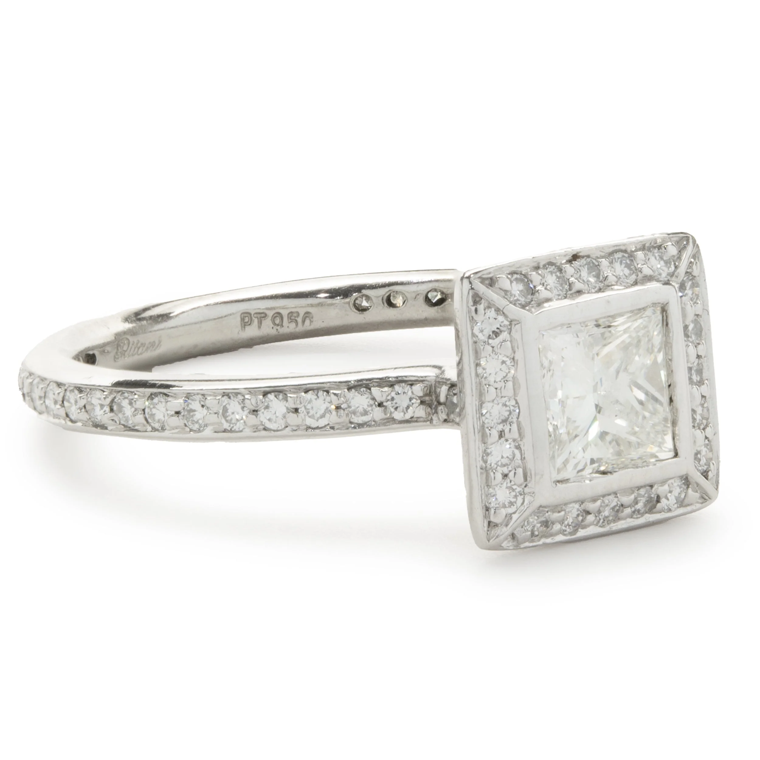 Ritani Platinum Princess Cut Diamond Engagement Ring - Image 2