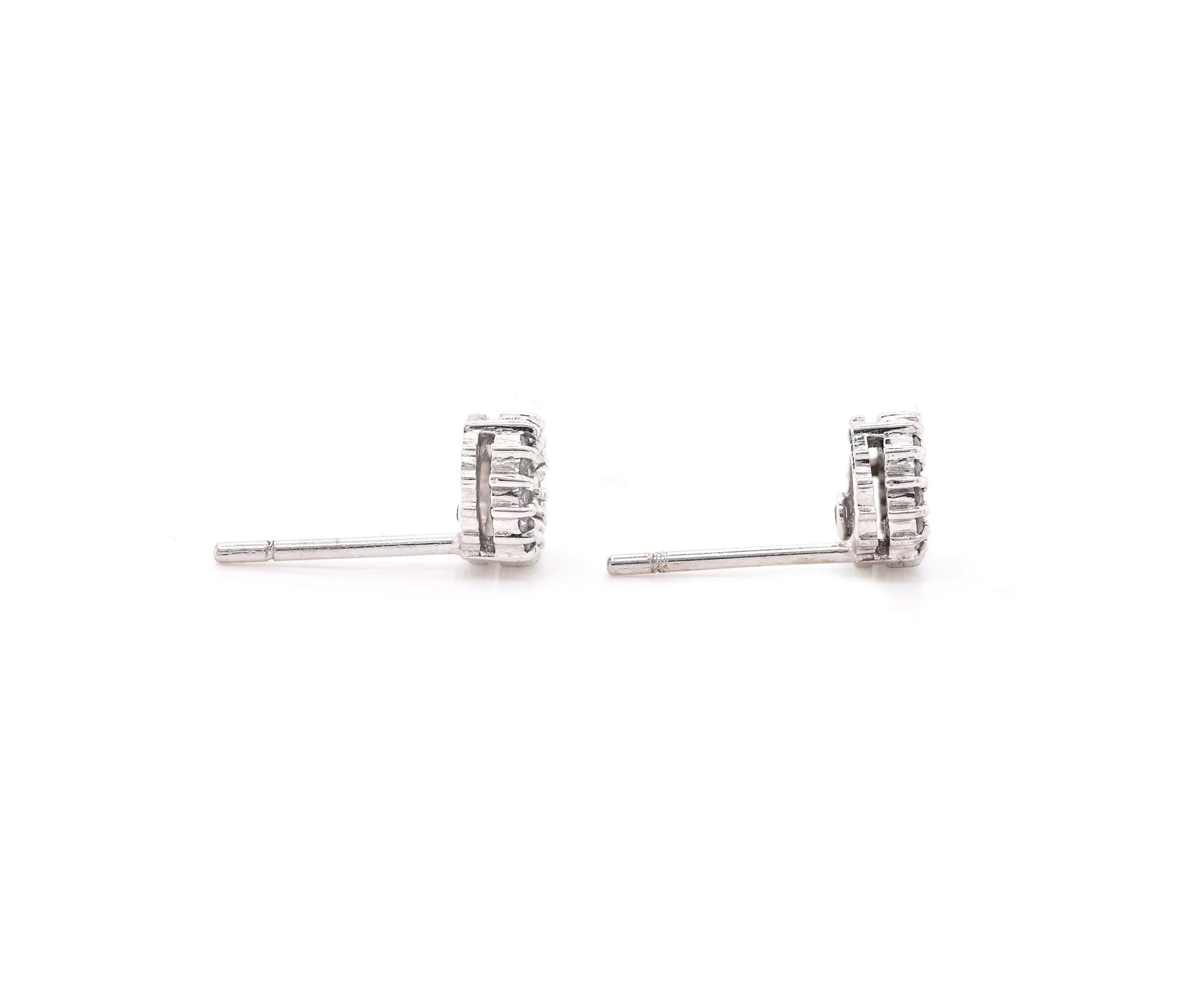 Roberto Coin 18 Karat White Gold Diamond Circle Stud Earrings - Image 2