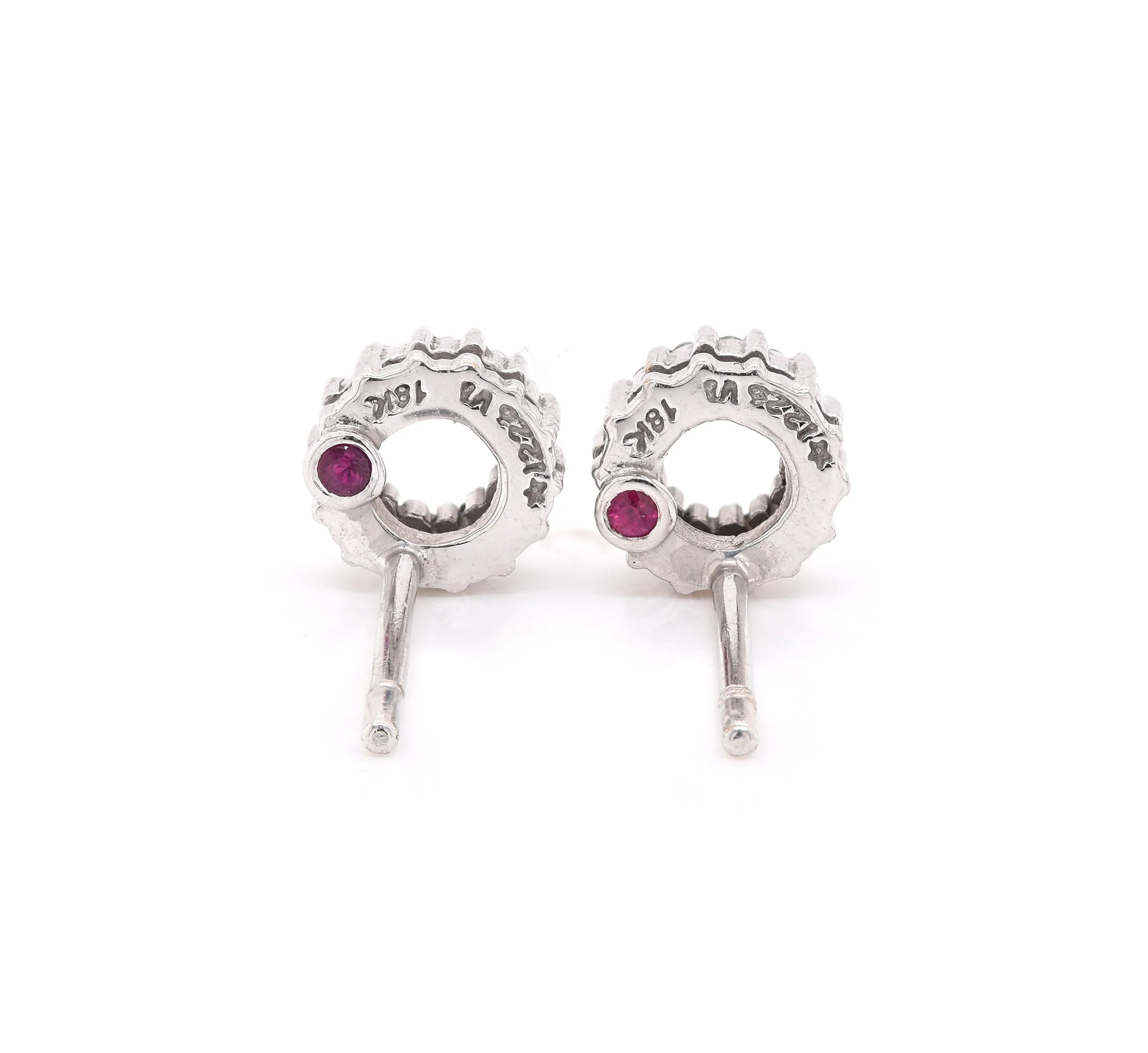 Roberto Coin 18 Karat White Gold Diamond Circle Stud Earrings - Image 3
