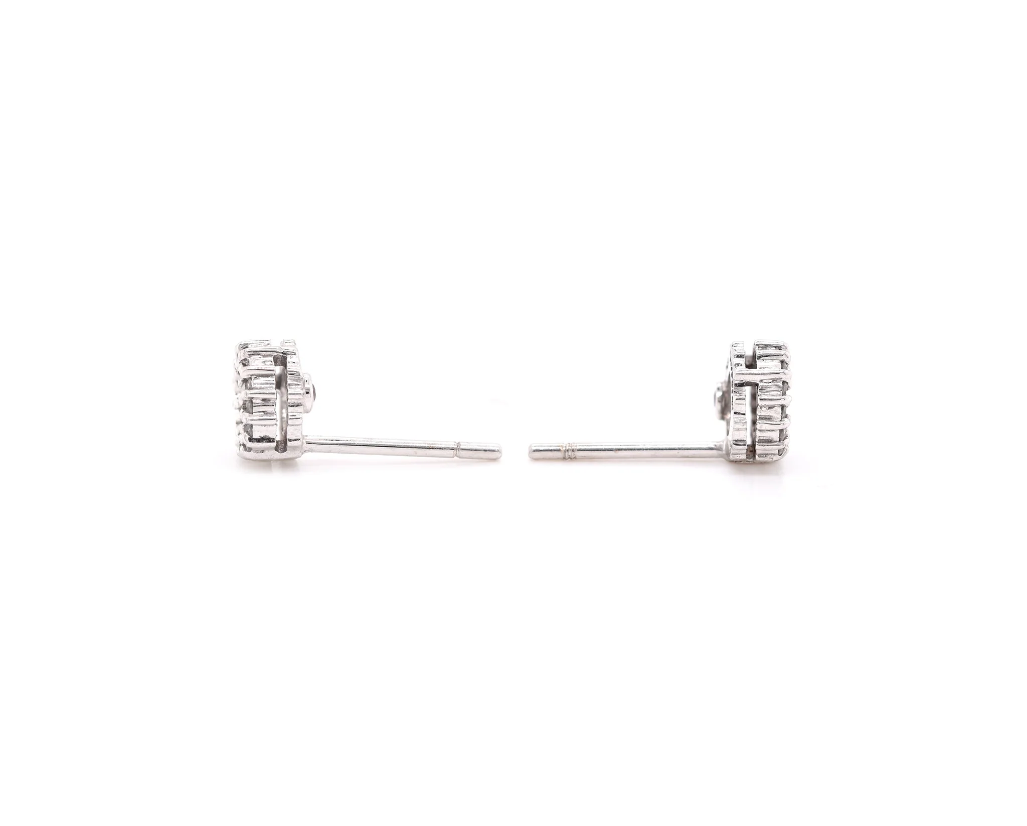 Roberto Coin 18 Karat White Gold Diamond Circle Stud Earrings - Image 4